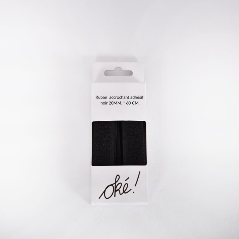 RUBAN ACCROCHANT ADHESIF NOIR 20MM. * 60 CM.